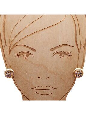 Vintage Gold-Tone Screw Back Earrings With Purple Rhinestones & Clear Accents